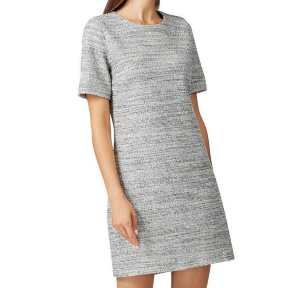 Club Monaco Textured Shift Dress Grey‎ Mix Short Sleeve Mini Womens XS NEW